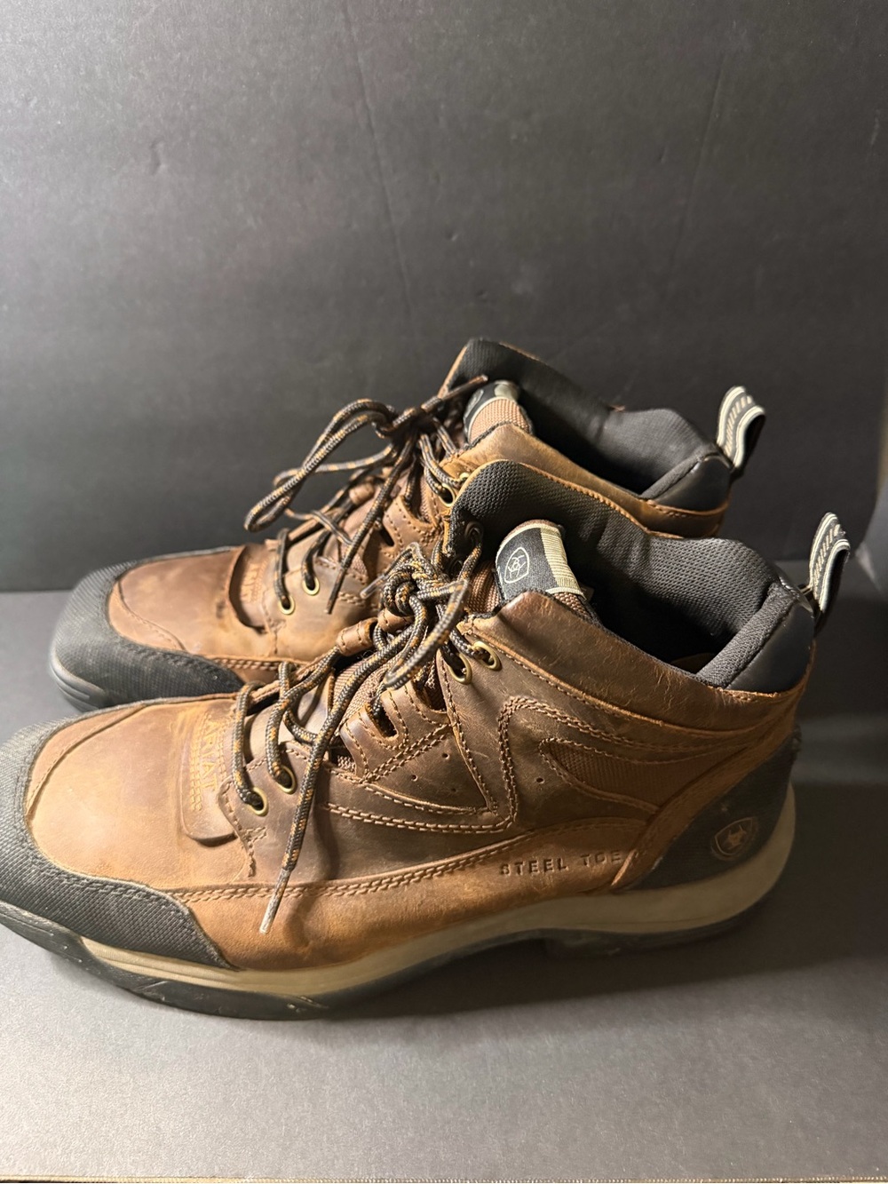 Ariat Brown and Black Steel Toe Work Boots